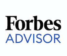 The Forbes Advisor logo showing Forbes written in a bold above Advisor written in a thin, blue font.